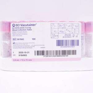 2ml BD Vacutainer Blood Collection Tubes with K2 EDTA Additive Hemogard Plastic Closure (Pink)